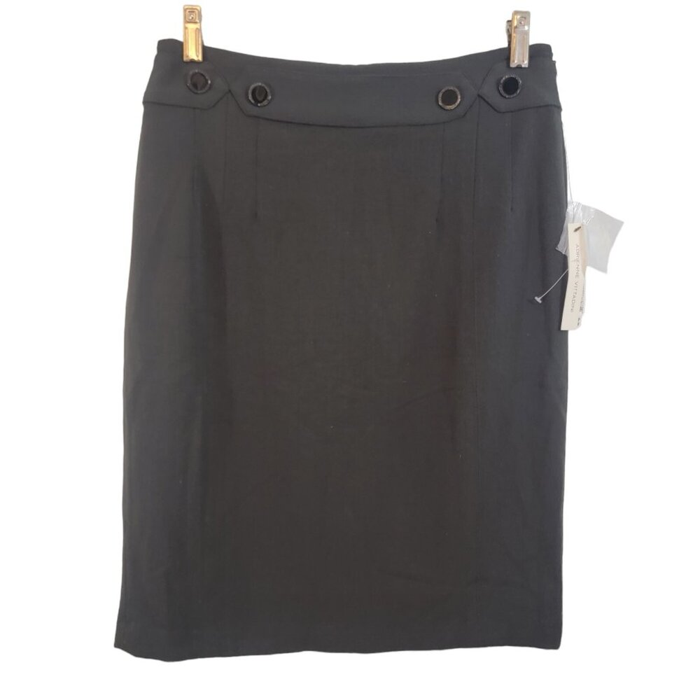 NWT Adrienne Vittadini Skirt Pencil Skirt Black Knit‎ Womens Size 4 NEW